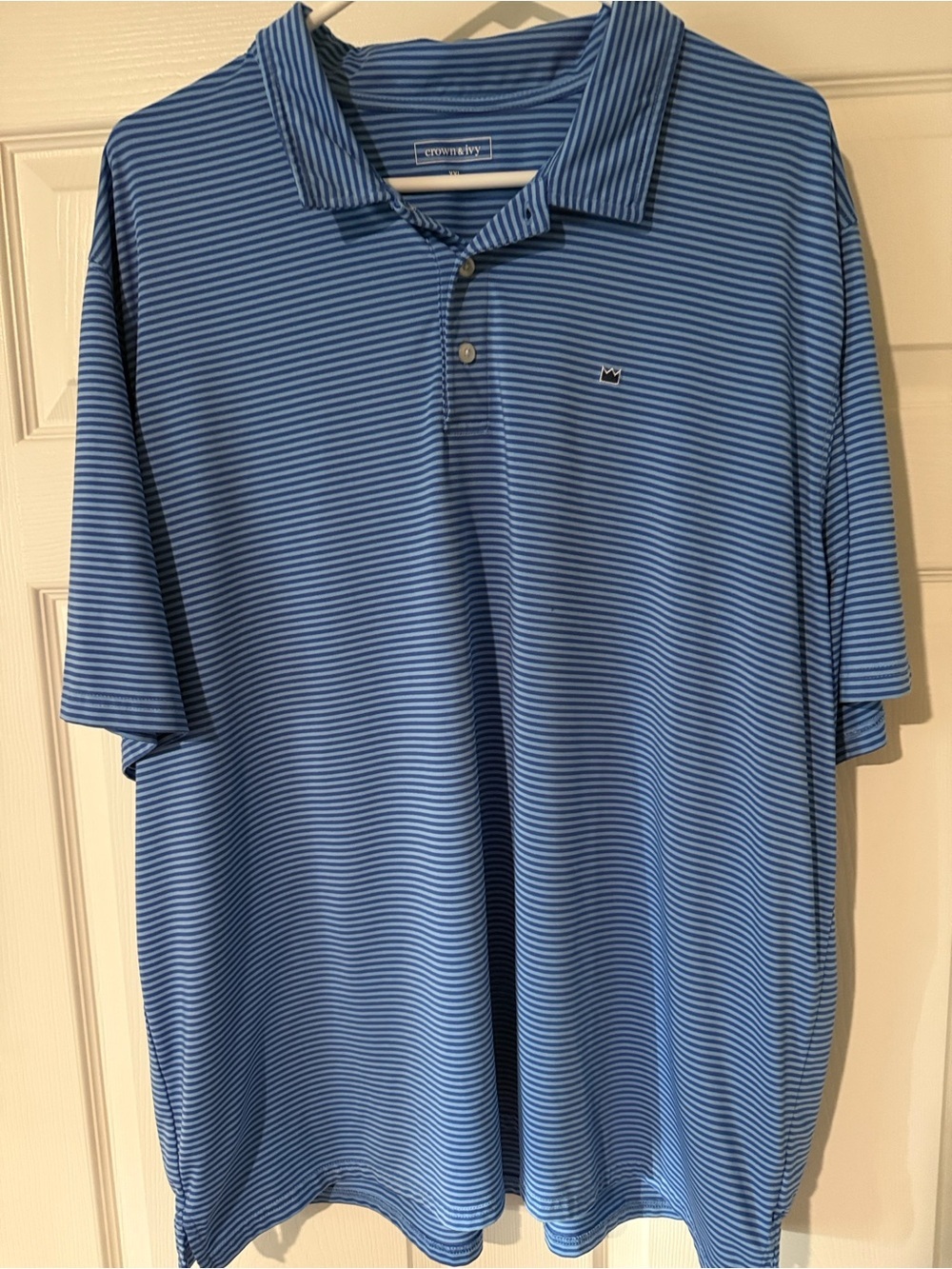 crown & ivy Light Blue Striped Polo